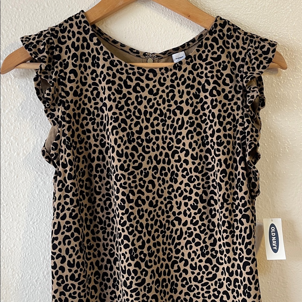 Old Navy Leopard Print Midi Dress Sleeveless Ruffle NWT M - Picture 2 of 8